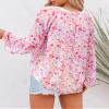 BTFBM Blouses for Women Dressy Casual Floral Summer Boho Tops V Neck Lightweight Long Sleeve Shirts Spring Clothes 2026(Floral Red, X-Large) view 3