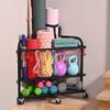 PLKOW Yoga Mat Storage Rack, Home Gym Organizer for Foam Roller, Resistance Bands, Block and Dumbbells, Rolling Workout Rack With Wheels and Hooks, Powder Coated Finish Steel view 1