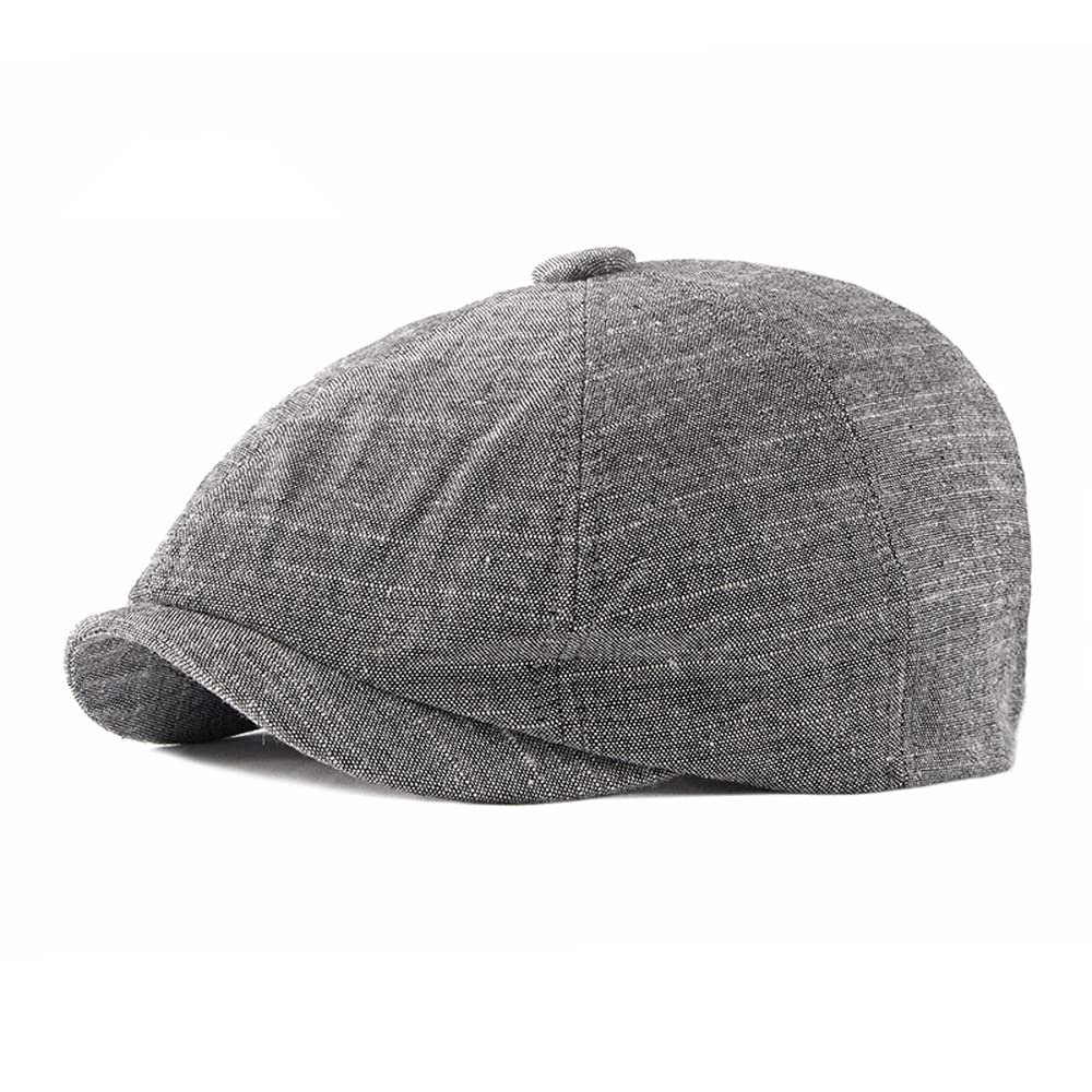 XIXIDIAN Linen Newsboy Cap Men Summer Women Bakerboy Caps Breathable Flat Hat Apple Beret Hats (Color : A, Size : 54-60cm)