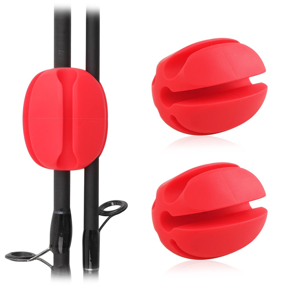OROOTL Fishing Rod Holder Straps, 2pcs Silicone Fishing Rod Straps 5-Holes Portable Fishing Pole Holder Fixed Ball Fishing Pole Puller Accessories
