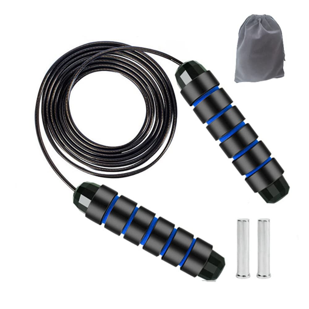 Jump Rope Weighted Jump Ropes For Fitness Solid PVC Wire Heavy Skipping Rope High-Speed Bearing Weighted Jumping Rope Double Eva Non-Slip Cushioned Handle Jumprope Workouts Endurance And Strength