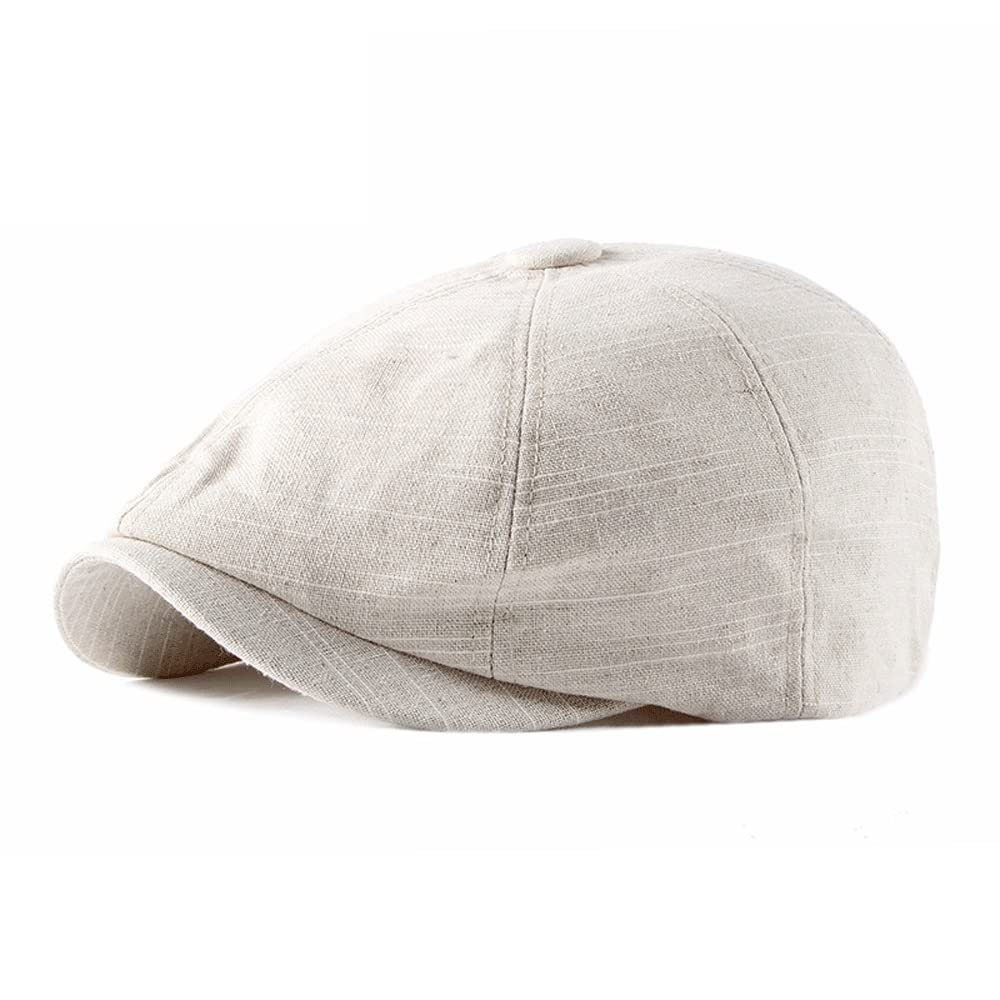 XIXIDIAN Linen Newsboy Cap Men Summer Women Bakerboy Caps Breathable Flat Hat Apple Beret Hats (Color : D, Size : 54-60cm)