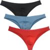 JAXFSTK Sexy Men's Bikini Brief Elastic Ruched Back Underwear Cheeky Swim Briefs 3-Pack(Black, Blue Grey, Red) XL view 1