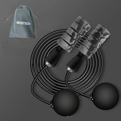 Cordless Jump Rope Big Tangle Free Ball Weighted Jump Ropes for Fitness Indoor Exercise Skipping Rope Double Bearing High Speed Skipping Rope Workout for Men Women Kids (Black Grey)
