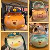Large Kawaii Water Bottle with Strap and Resin Stickers 48oz Cute Bear Water Bottle with Straw Portable Round Kids Water Bottle for School Sports Outdoor Spill Proof Decorate Your Own (Orange Bear) view 3