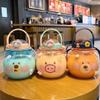 Large Kawaii Water Bottle with Strap and Resin Stickers 48oz Cute Bear Water Bottle with Straw Portable Round Kids Water Bottle for School Sports Outdoor Spill Proof Decorate Your Own (Blue Bear) view 3