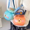 Large Kawaii Water Bottle with Strap and Resin Stickers 48oz Cute Bear Water Bottle with Straw Portable Round Kids Water Bottle for School Sports Outdoor Spill Proof Decorate Your Own (Blue Bear) view 4
