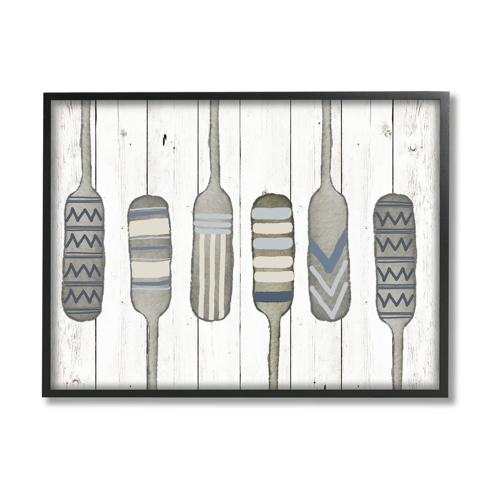 Stupell Industries Water Poles Geometric Patterned Canoe Paddle Oars, Design by Andi Metz