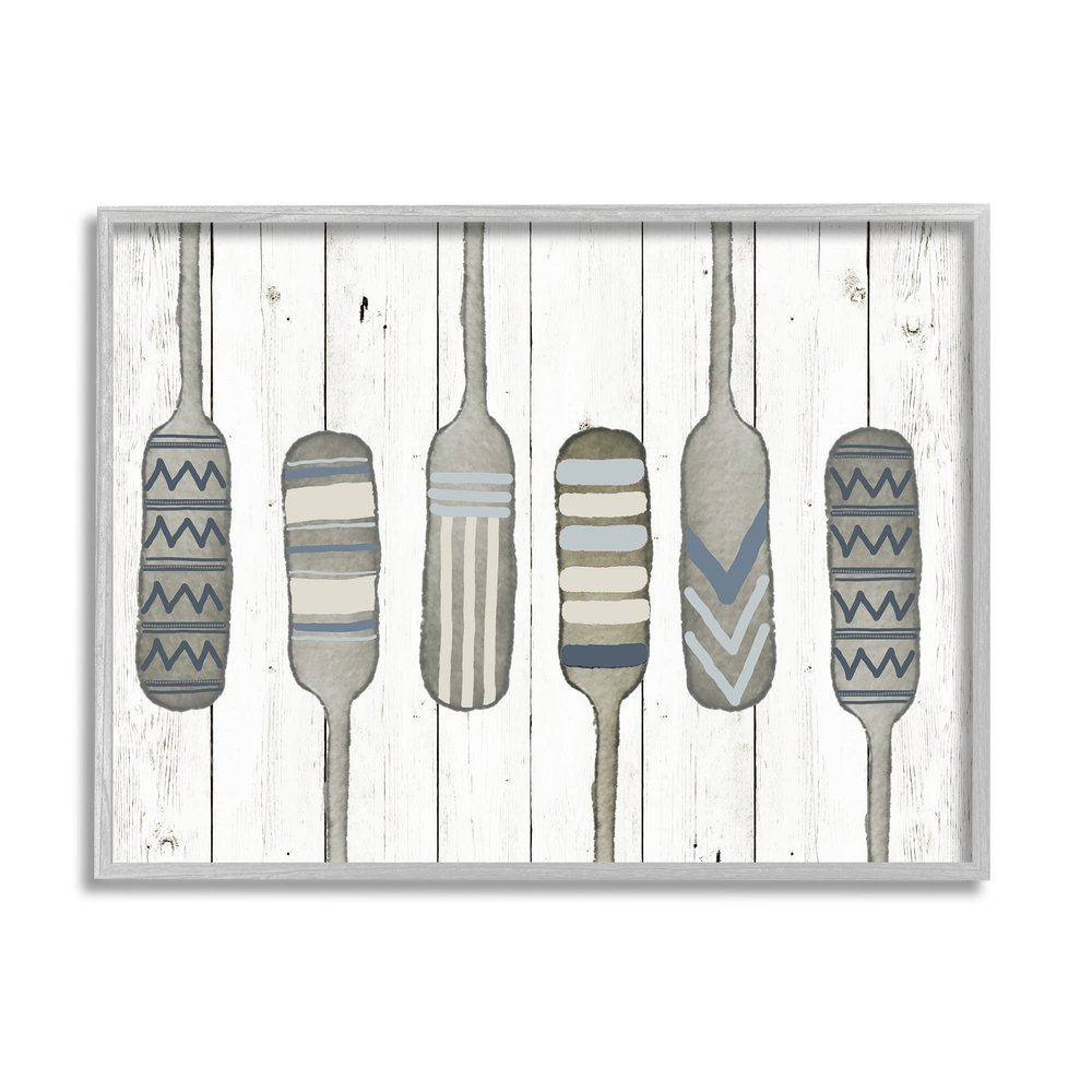 Stupell Industries Water Poles Geometric Patterned Canoe Paddle Oars, Design by Andi Metz