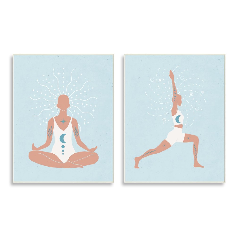 Stupell Industries Yoga Fitness Work Out Human Figure Meditating, Design by Nina Blue