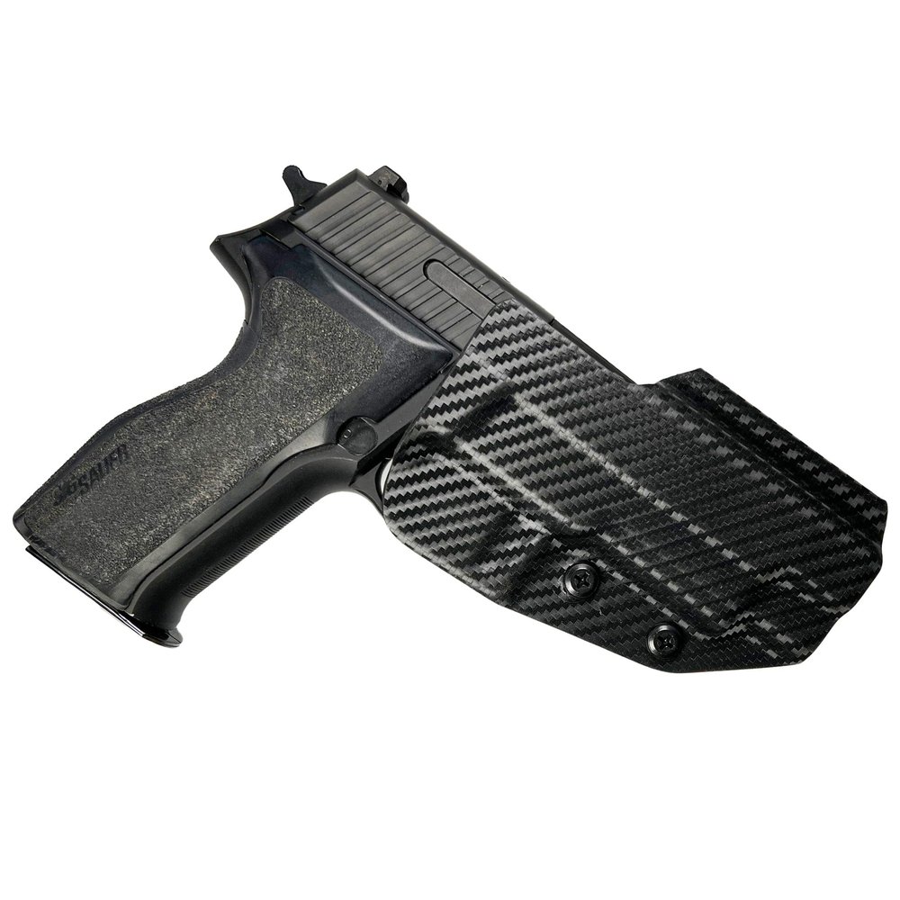 OWB Concealment IDPA - Outside The Waistband Holster - fits Sig P226 with Rail (Carbon Fiber, Right)
