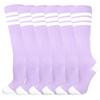 3 Pairs of juDanzy Knee High Boys or Girls Stripe Tube Socks for Soccer, Basketball, Uniform and Everyday Wear (2-4 Years, Lavender With White Stripes (3 Pairs)) view 1
