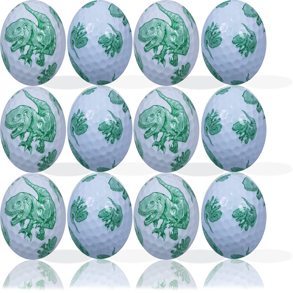 Green Dinosaur Fullwrap Golf Balls 12 Pack Great Gift Idea- Perfect for The Person who has Everything.