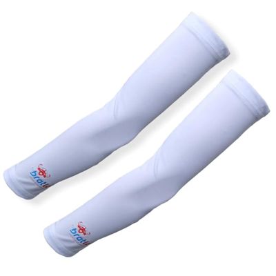 Bratla Compression Arm Sleeves For Men - Stretchable White Arm Sleeves, Cricket Sleeves To Cover Arms For Men, Compression Sleeve To Protects From Sun And Field Bruises, medium