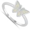 White Simulated Opal Unique Butterfly Ring New .925 Sterling Silver Band Size 10 view 2