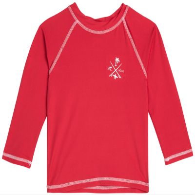 Quad Seven Toddler Boys Rash Guard Shirt - Long Sleeve Swim Shirt for Baby and Toddler Boys (Size: 2T-4T), Size 3T, Red
