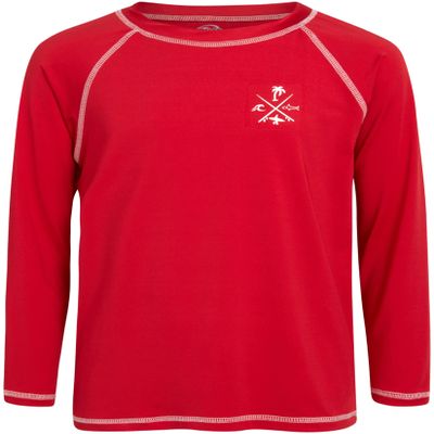 Quad Seven Boys Swim Shirt - Quicky Dry Sun Protection Long Sleeve Rash Guard for Boys Youth Kids Swimwear (Sizes: 5-18), Size 8-10, Red