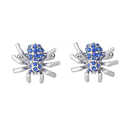 Aport Presents Cufflinks Simple Cufflinks for Unisex Spider Diamond Cufflinks in Blue Color and Its Size 1.9 * 2.2Cm and Its Weight 9.6G #Aport-330