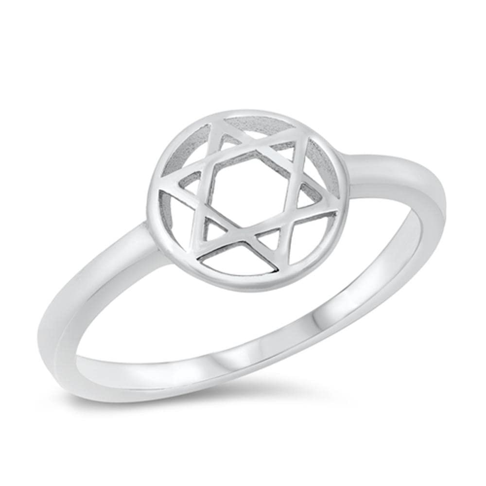 Star of David Ring Jewish Star New .925 Sterling Silver Band Size 8