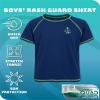 Quad Seven Boys Swim Shirt - Quick Dry Sun Protection Short Sleeve Rash Guard for Boys Surf Youth Kids Swimwear (Sizes: 5-18), Size 5-6, Navy view 2