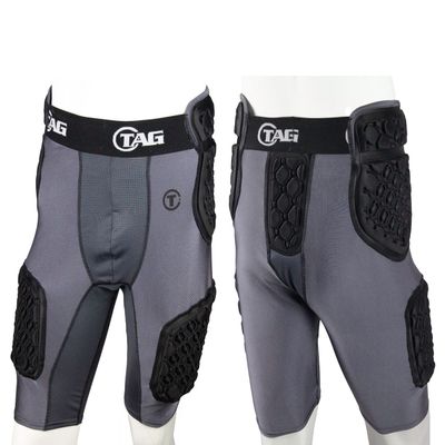 TAG ALT III Adult High-Rise 5-Pad Integrated Girdle - Moisture-Wicking Padded Compression Girdle for Football - Mesh Ventilated Gussets - Sewn-in Hip, Tail, and Thigh Pads - Medium