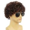 Amnenl Mens Afro Brown Short Wigs 70s 80s Rocker Curly Wig Kinky Synthetic Wigs for Cosplay Halloween Wig(Dark Brown) view 3
