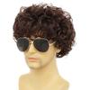 Amnenl Mens Afro Brown Short Wigs 70s 80s Rocker Curly Wig Kinky Synthetic Wigs for Cosplay Halloween Wig(Dark Brown) view 4