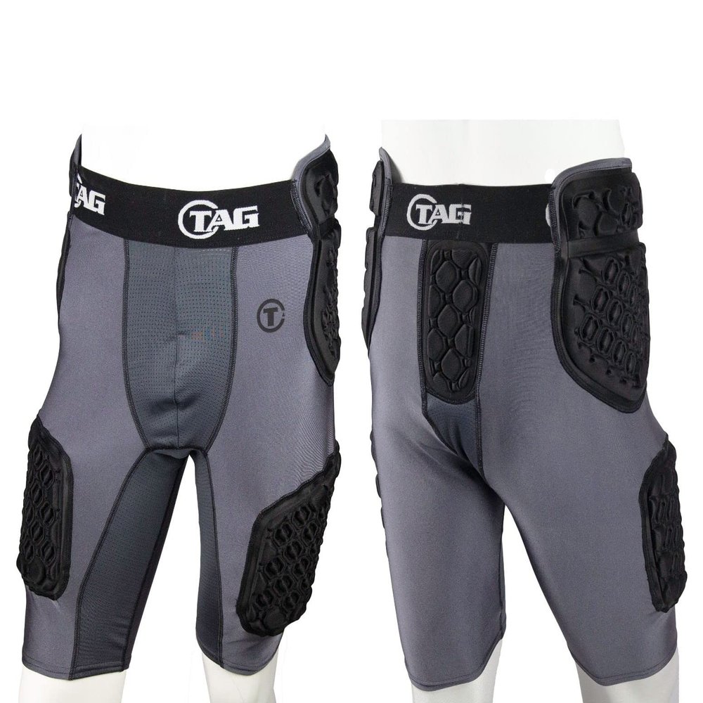 TAG ALT III Adult High-Rise 5-Pad Integrated Girdle - Moisture-Wicking Padded Compression Girdle for Football - Mesh Ventilated Gussets - Sewn-in Hip, Tail, and Thigh Pads - 4X-Large
