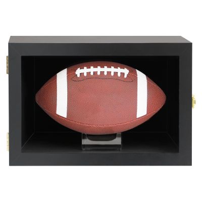 Medikaison Football Display Case Wall Mount Lockable Clear View Full Size Anti Fade UV Protective Acrylic Door Wooden Signed Memorabilia Football Box Shelf Holder-Single Ball