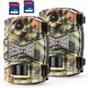 WOSODA 2 Pack Trail Cameras with Night Vision Motion Activated Waterproof,30MP Game Camera,1080P HD Trail Cam with SD Card for Wildlife Monitoring,Outdoor Scouting & Security view 1