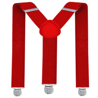 trilece Red Suspenders for Boys Kids Girls and Toddlers Baby - Adjustable Elastic 1 inch Wide Y Shape Suspender Strong Clips (5 Months to 6 Years, Red)