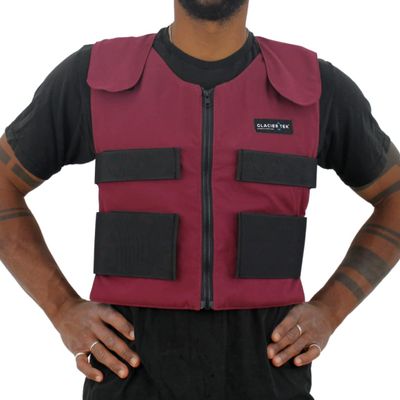 Glacier Tek Cool Vest Personal Cooling, 59 Degrees for 2.5 hours 8 Cool Packs, recharge in 30 minutes (Maroon)