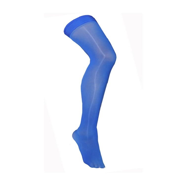 Long-Perfect Ultra Shimmery Thigh High Stockings Shiny Sheer Tights Pantyhose 8 Denier (Blue)