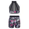 TTAO Girls Crop Top with Shorts Graffiti Print 2 Piece Outfits Yoga Workout Tracksuit Activewear Dance Wear Black 10 Years view 2