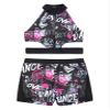 TTAO Girls Crop Top with Shorts Graffiti Print 2 Piece Outfits Yoga Workout Tracksuit Activewear Dance Wear Black 6 Years view 3