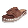 Hbeylia Espadrilles Bowknot Flat Sandals for Women Slip-On Open Toe Platform Wedge Flip Flops Slippers Summer Casual Shoes Beach Boho Traval Vacation Indoor Outdoor Slides Brown view 1