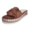 Hbeylia Espadrilles Bowknot Flat Sandals for Women Slip-On Open Toe Platform Wedge Flip Flops Slippers Summer Casual Shoes Beach Boho Traval Vacation Indoor Outdoor Slides Brown view 4