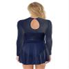 Freebily Women's Figure Ice Skating Dress Long Sleeve Shiny Rhinestones Roller Skating Lyrical Dance Costume Navy_Blue B Large view 2