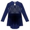 Freebily Women's Figure Ice Skating Dress Long Sleeve Shiny Rhinestones Roller Skating Lyrical Dance Costume Navy_Blue B Large view 3