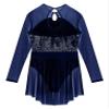 Freebily Women's Figure Ice Skating Dress Long Sleeve Shiny Rhinestones Roller Skating Lyrical Dance Costume Navy_Blue B Large view 4