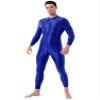 Manyakai Men's Glossy Lingerie Double-ended Zipper Leotard Full Body Yoga Bodybuilding Sports Jumpsuit Blue One Size view 1