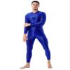 Manyakai Men's Glossy Lingerie Double-ended Zipper Leotard Full Body Yoga Bodybuilding Sports Jumpsuit Blue One Size view 4