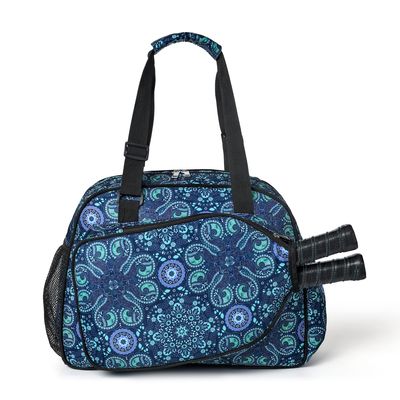 Boulder Bee | Premium Pickleball Bags | PickleBall Tote Bag for Women | Womens Hand/Shoulder Gym Bag w Water Bottle Holder | With Racquet/Paddle Holder (Blue)