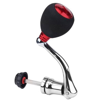 ASHATA Fishing Reel Handle, Metal Rocker Arm Reel Handle Grip, Fishing Rotary Knob Repair Parts (Red, Large for 4000 5000 6000)