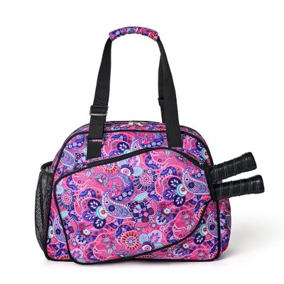 Boulder Bee | Premium Pickleball Bags | PickleBall Tote Bag for Women | Womens Hand/Shoulder Gym Bag w Water Bottle Holder | With Racquet/Paddle Holder (Bright Pink)