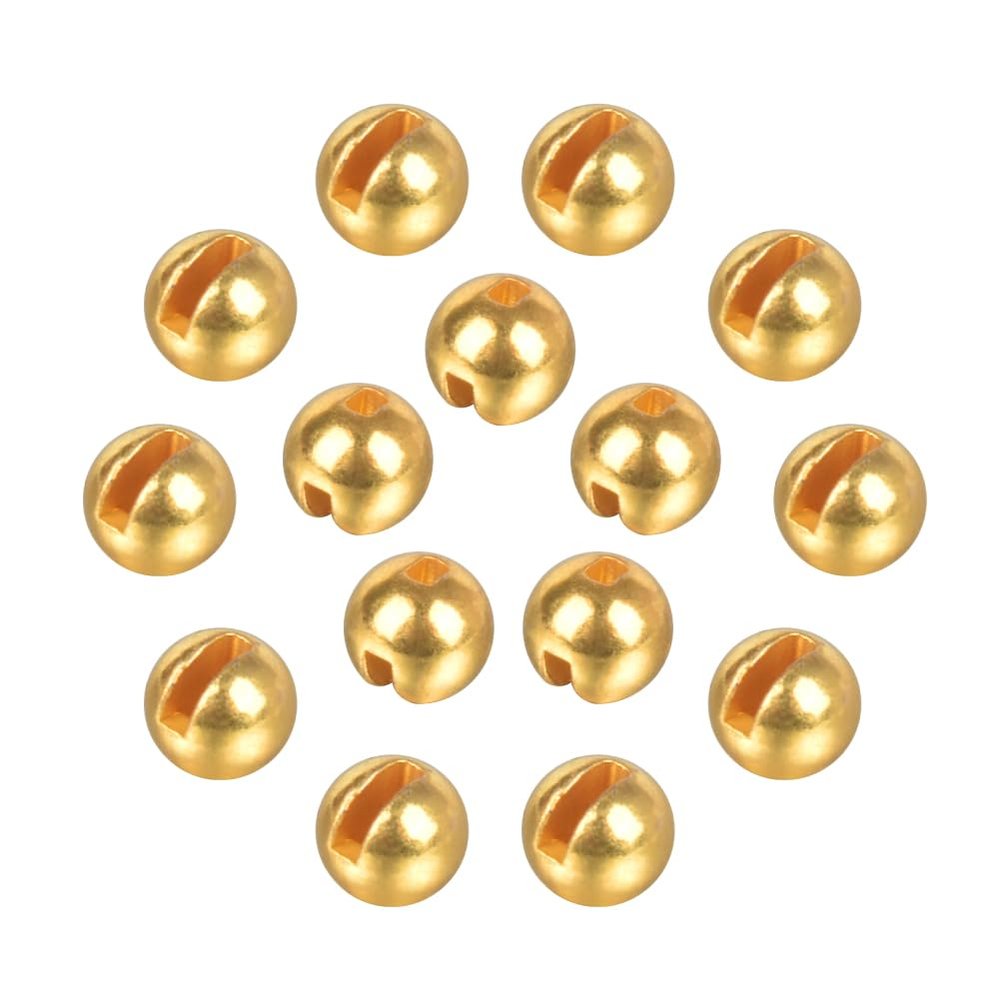 MUUNN 50pcs Tungsten Slotted Beads for Fly Tying, Sink Deeper and Faster 12 Colors/13 Sizes Slotted Tungsten Beads Fly Tying Beads Head Fly Tying Materials(Gold,2.5mm)