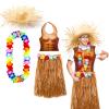 Yahenda 4 Pack Hawaiian Costumes for Man, Including Skirts Hula Skirts with Party Muscle Vest Straw Hat and Wreath, Hawaiian Outfits Party Accessory view 1
