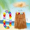 Yahenda 4 Pack Hawaiian Costumes for Man, Including Skirts Hula Skirts with Party Muscle Vest Straw Hat and Wreath, Hawaiian Outfits Party Accessory view 3