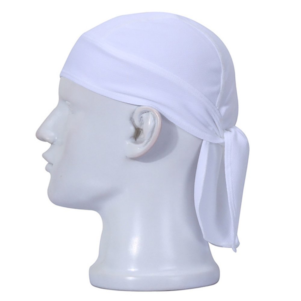 Cycling Cap Men Skull Pirate Hat Riding Bandana Sweat Wick Hat Liner Motorcycle Headwrap Quick Dry Beanie Under Cap White