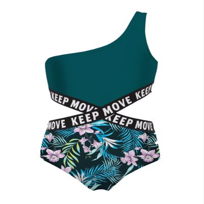 CHICTRY Kids Girls One Shoulder Letter Cross One Piece Swimsuit Surf Rashguard Shirts Beachwear Floral 12 Years